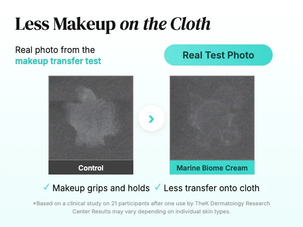 Velvet Code Marine Biome Cream real test photo: makeup transfer on cloth